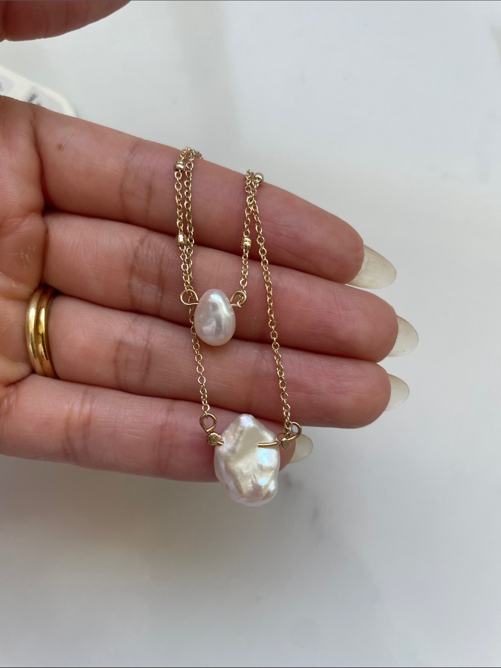 Iridescent Baroque Pearl Pendant Necklace
